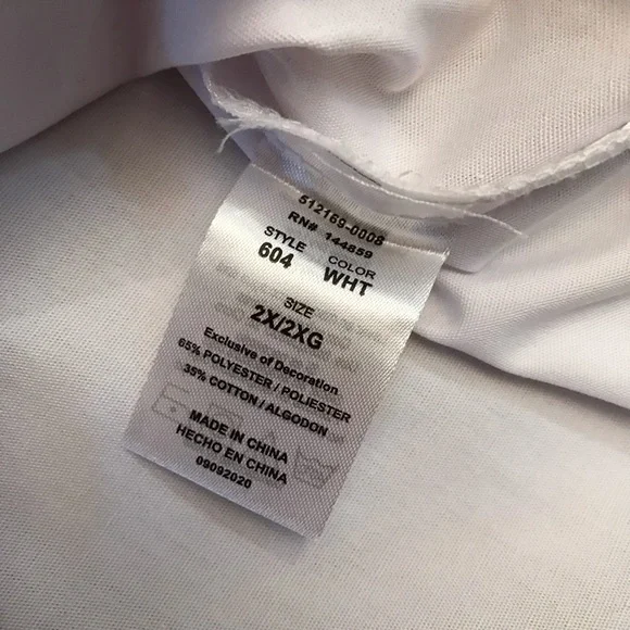 Adar Medical Scrubs Top NEW Plus Size 2XL White Short Sleeve Snap Button V Neck - Picture 6 of 7